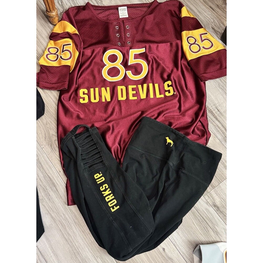 Victoria's Secret PINK ASU Arizona State Pullover Jersey & Leggings Women Set
